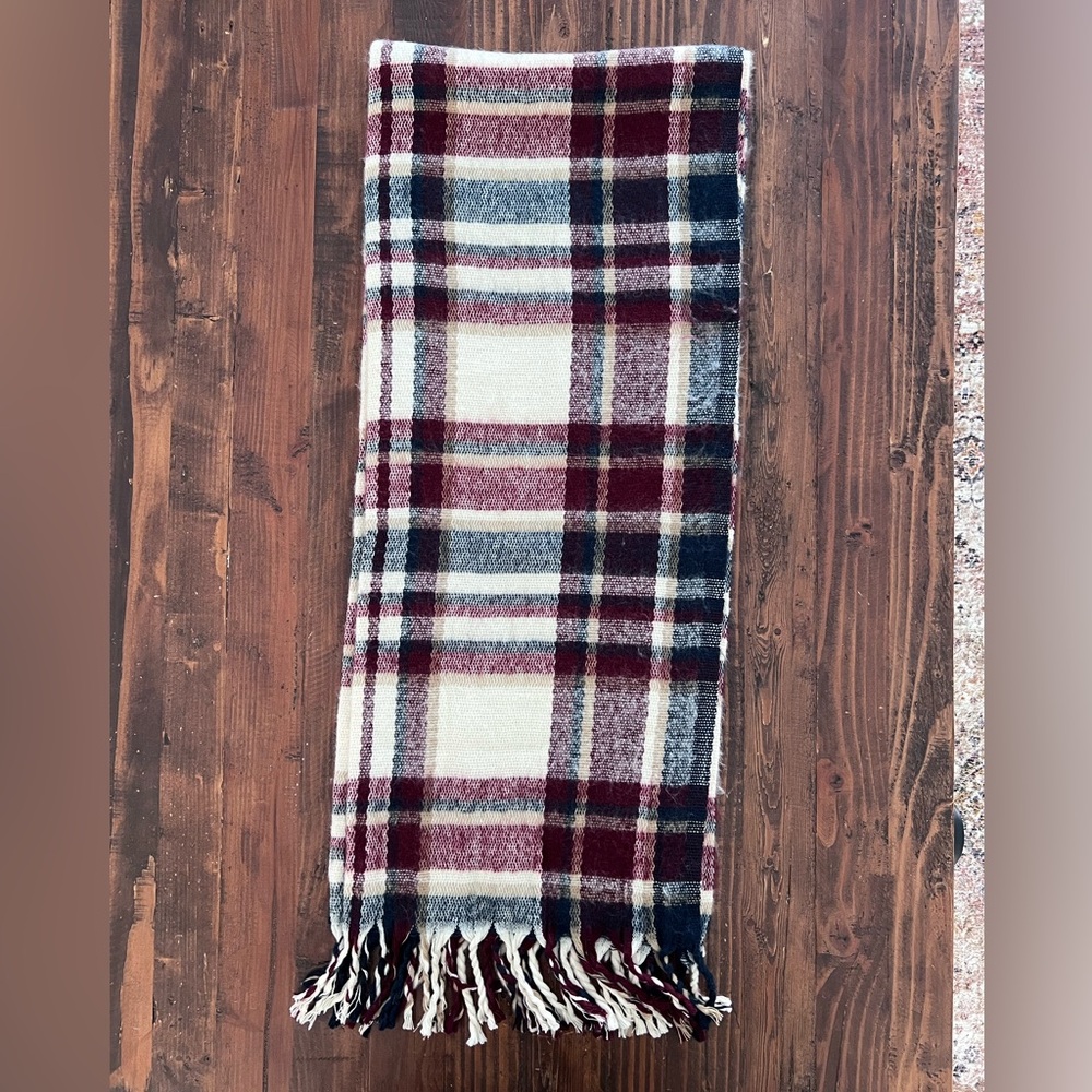 Plaid Cozy Scarf/Wrap - Blue,Burgundy,White